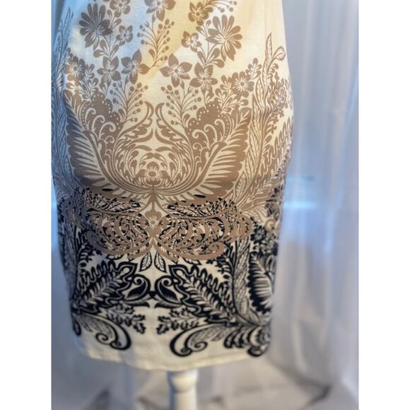 Suite 7 Size 6 Sleeveless Sheath Dress Cream w/ Brown &‎ Black pattern - Picture 4 of 6